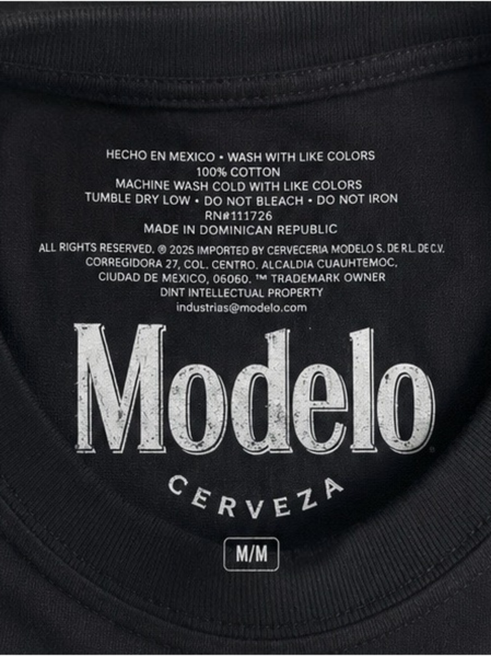 ModelCo Black Tee with White Modelo Crest Graphics